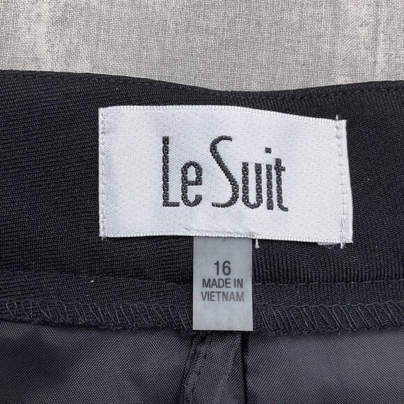 Le Suit Pants Women 16 Black Flat Mid Rise‎ Bootcut Career Suit Trousers NWT - Picture 3 of 14